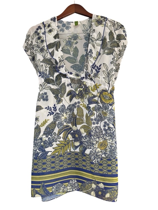 BECCA Dresses & Skirts - Becca by Rebecca Virtue Floral Mini Dress XS-S Blue Green Resort V-Neck